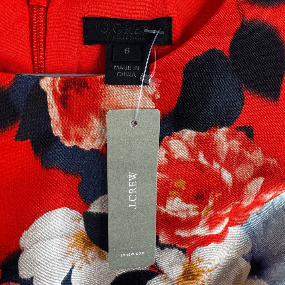 J.Crew Collection Silk Wool Floral Sheath Dress Red Size 6 NWT - Picture 4 of 12